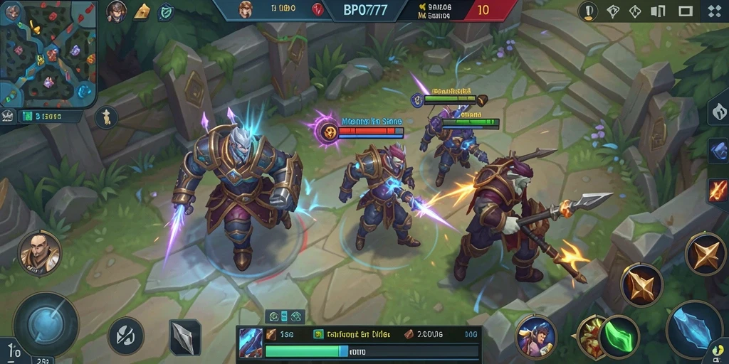 Tangkapan layar menampilkan aksi seru dalam gameplay MOBA BPO777.