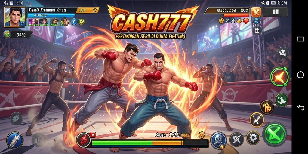 Screenshot gameplay CASH777 dengan aksi pertarungan yang mendebarkan.