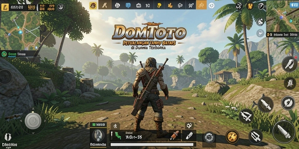 Gameplay DOMTOTO di dunia terbuka yang indah dan dinamis.