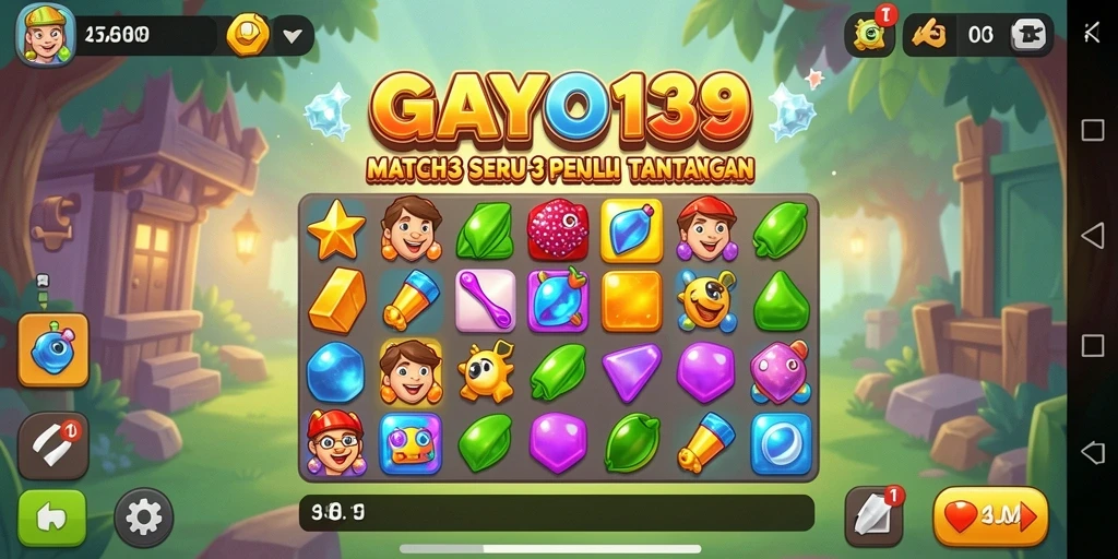 Tangkapan layar utama GAYO138 menampilkan aksi seru gameplay Match-3.