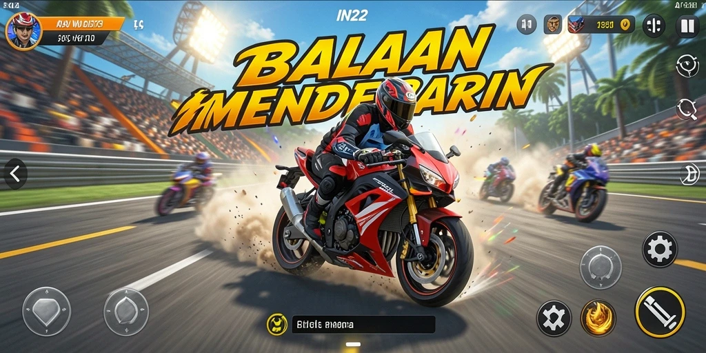 Gameplay balapan motor yang mendebarkan di IN22.