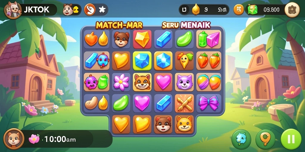 Gameplay seru JKTOK dengan tantangan match-3 yang adiktif.