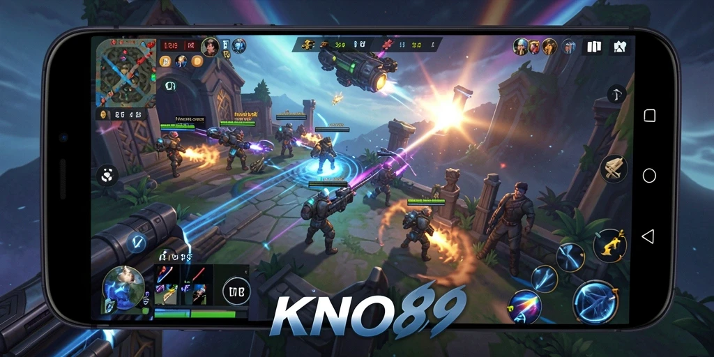 Tangkapan layar gameplay intens dari KNO89 dengan elemen strategi.