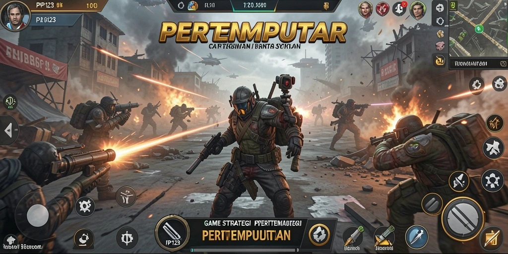 Screenshot gameplay dengan aksi pertempuran mendebarkan di PP123.