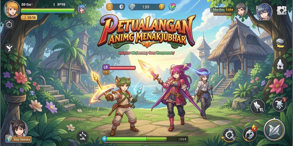 Screenshot menampilkan aksi seru dalam game Anime RP99.