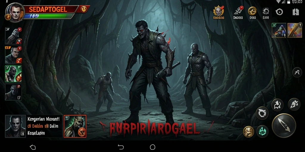 Tampilan gameplay SEDAPTOGEL yang mendebarkan di lingkungan angker.